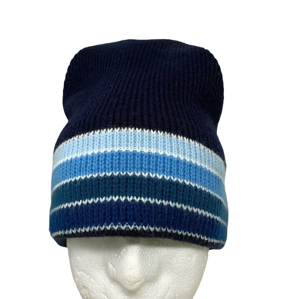 Vintage Penthouse Knits Shades of Blue Heavy Wool‎ Blend Beanie
